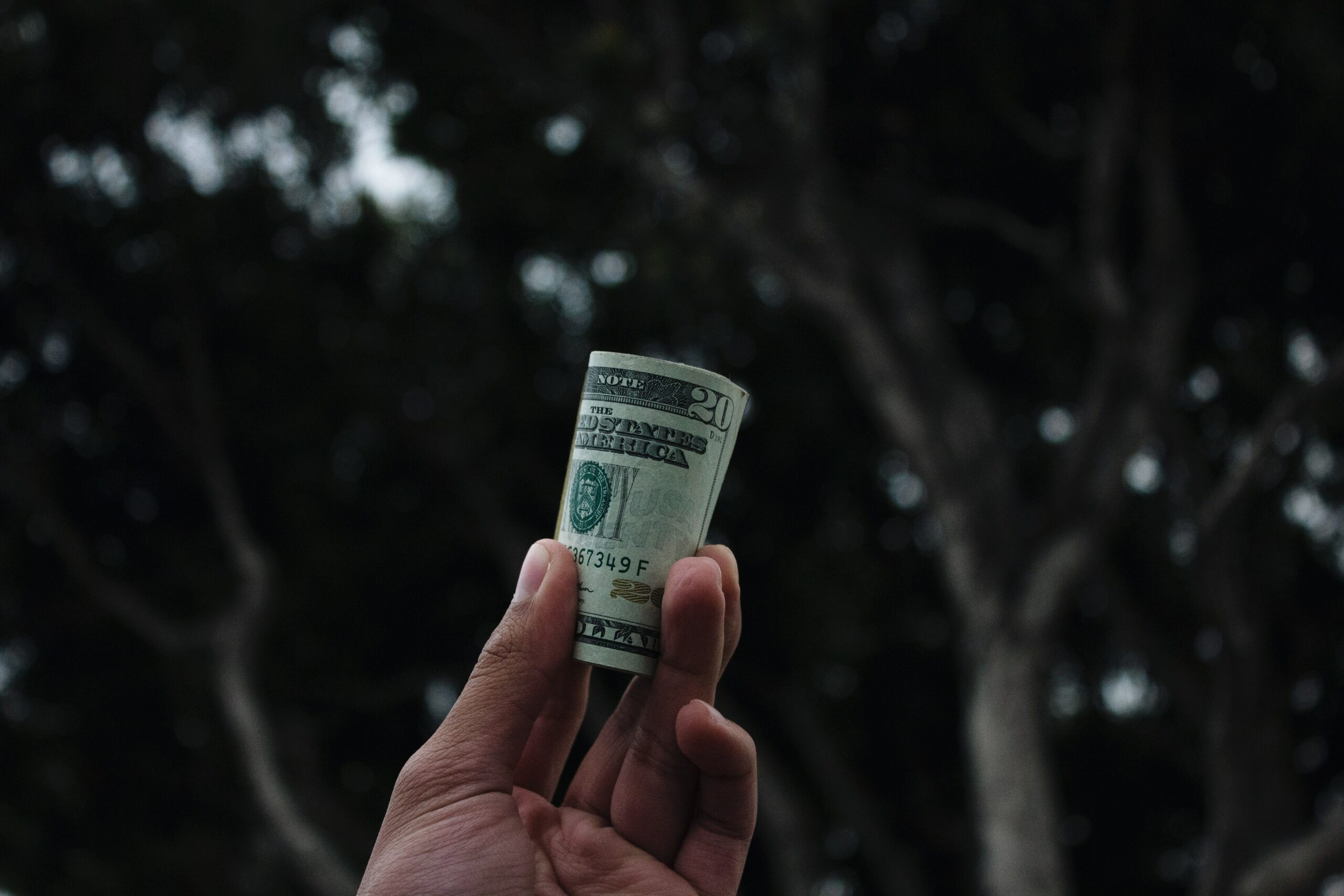 image of hand holding cash rolled up