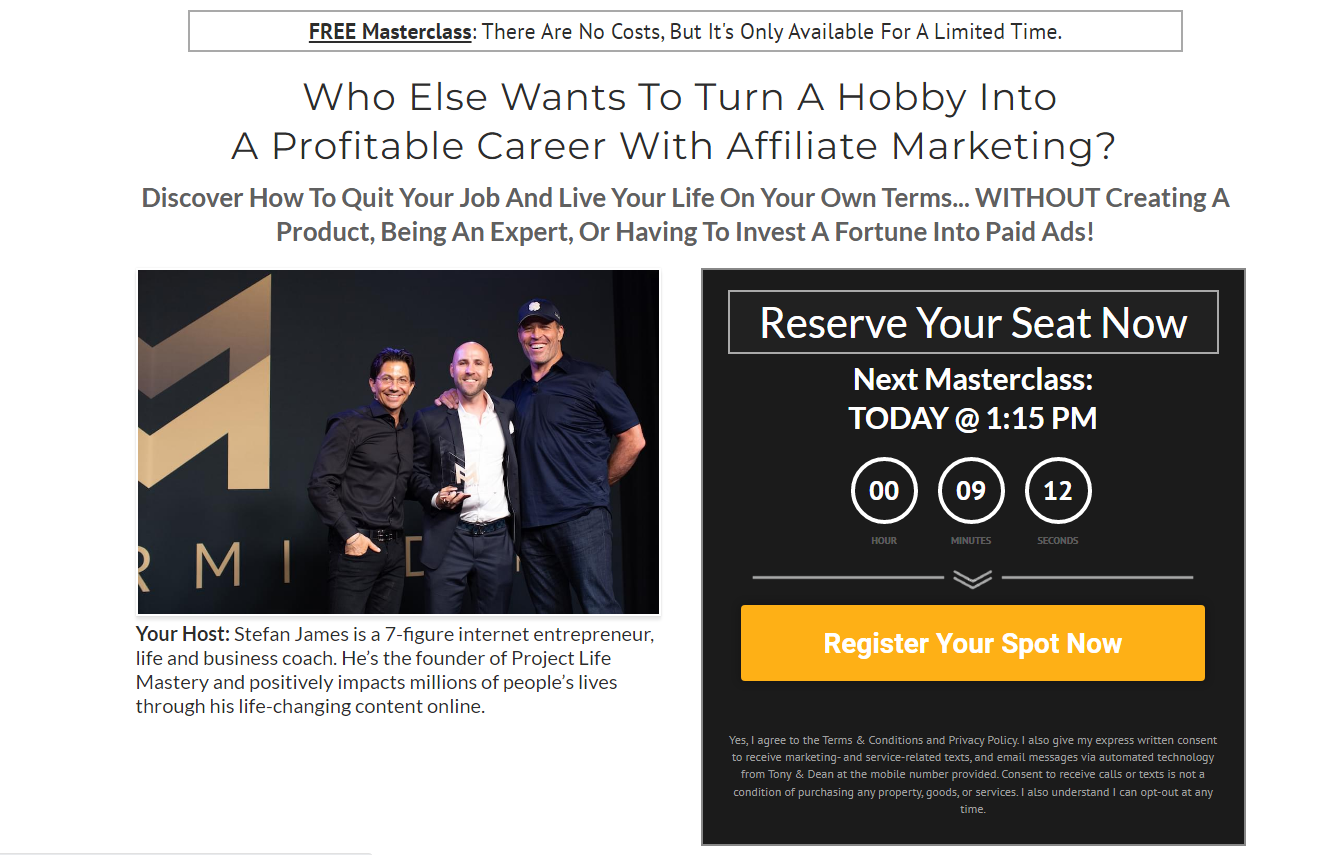 front page of affiliate marketing mastery